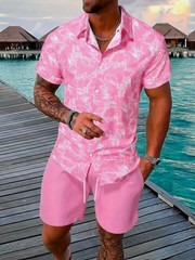 Men Summer Outfit 2-Piece Set Short Sleeve T-Shirt and Shorts Sweatsuit Set