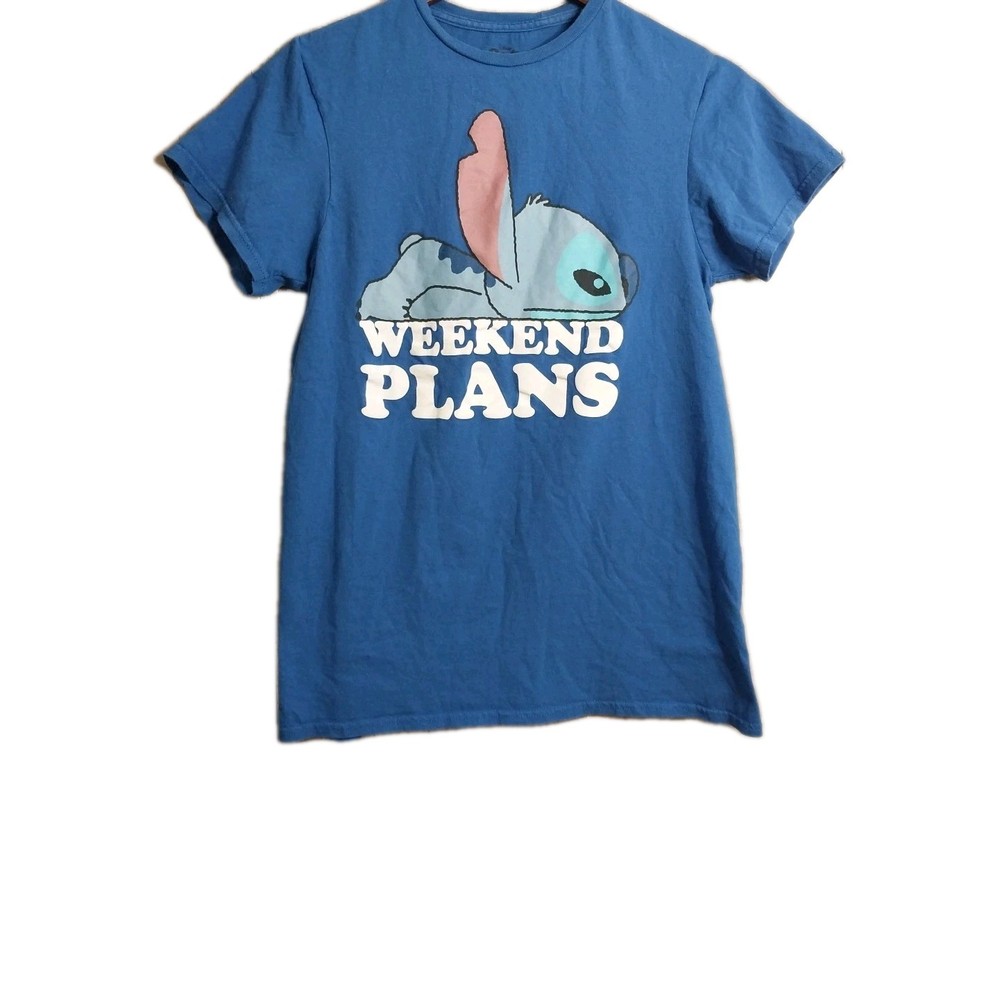 Disney’s Lilo & Stitch Men’s Size Small “Weekend Plans” Blue Graphic Tee