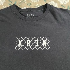 Vintage Krew Skateboarding Shirt Large Black Double Sided Y2K Skate Punk