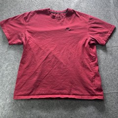 Vintage Blank Shirt Mens Large Red Solid Crew Neck Logo Tee Casual Basic Classic