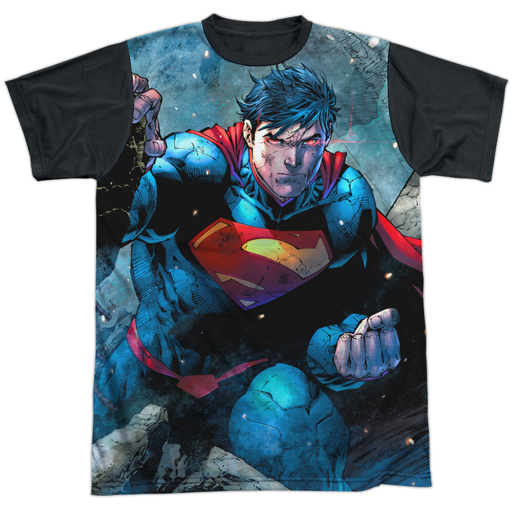 Superman Rumble Adult Halloween Costume T Shirt (Black Back), S-3XL