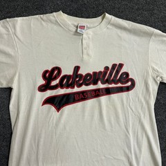 Soffe Shirts Henley Mens Size Large White Lakeville Baseball Graphic
