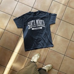 Santa Monica Beach California Souvenir Aesthetic, Vintage Navy Blue Tee