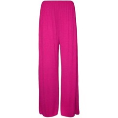 Ladies Palazzo Wide Leg Flared Elasticated Stretch Plain Trousers Womens Wide