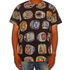 Akoo XXL T-shirt Black Championship Rings Streetwear Graphic Short Sleeve B49
