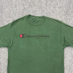 Champion Shirt Mens Large Green Script Logo Graphic Tagless Crewneck Tee
