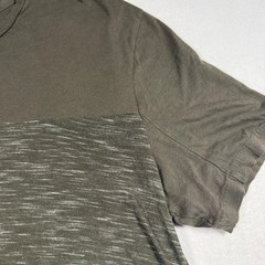 AllSaints Pavant Crew T-Shirt XL Olive Green Space Dye Paneled Slub MD014G