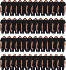 48 PK Mens Cotton Neck Short Sleeve T-Shirts Black Bulk Pack 3X-Large,Black