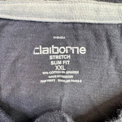 Claiborne Mens XXL Slim Fit Stretch Henley T-Shirt Black Short Sleeve Stripe