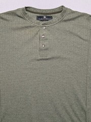 Consensus Sportswear Ribbed Henley Long Sleeve Shirt Size L Mossy Green Cotton