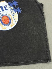 Vintage Miller Lite Tank Top Men Large Black Fine Pilsner Beer Graphic Acid Wash