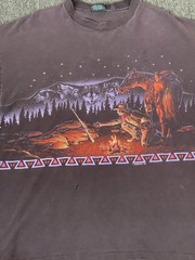VTG 1992 Habitat Devils Tower Wolf T-Shirt XL Single Stitch USA Distressed