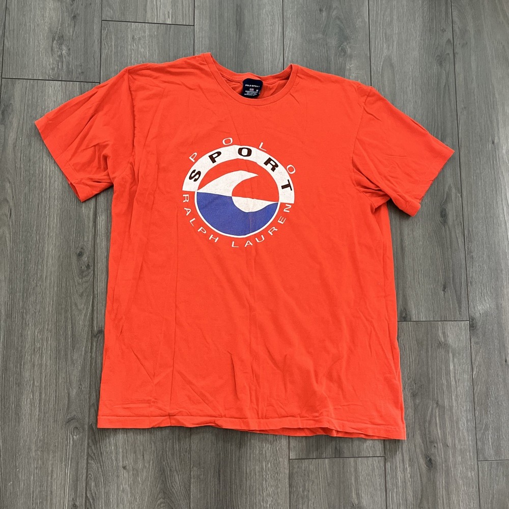 VTG Polo Ralph Lauren Sport Short Sleeve T-Shirt Mens XL Orange Cotton