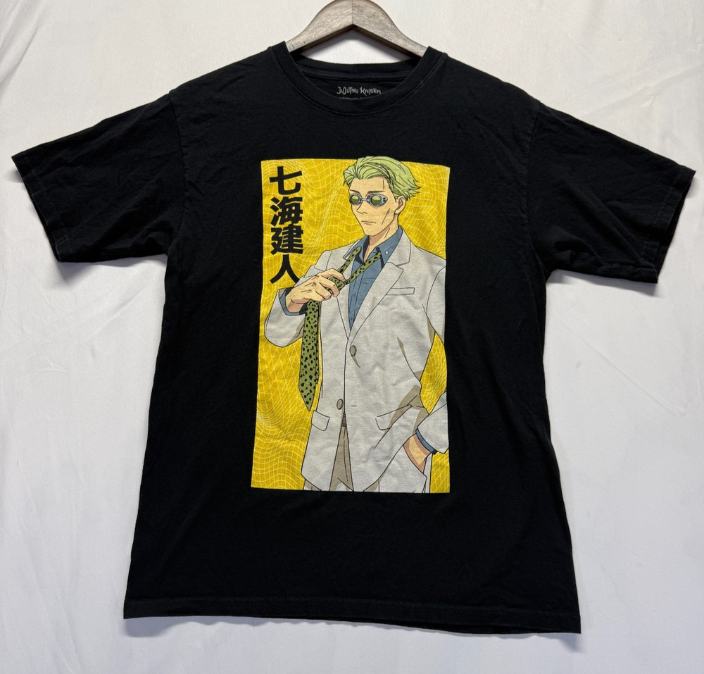 Crunchyroll T Shirt Mens Medium Black Graphic Print Cotton Jujutsu Kaisen Logo