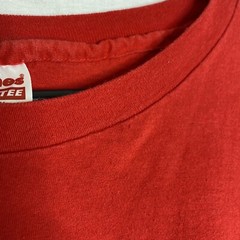 Vintage 80s Hanes Cotton Tee Blank Tshirt Irregular Red Sz XL Made in USA