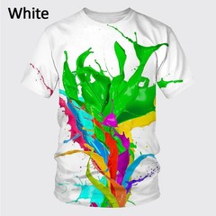 Summer New Fashion Graffiti Paint 3D Printing Men’s Summer Round Neck Short