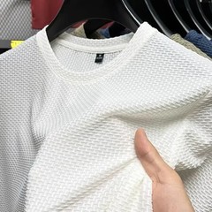 Men’s Short Sleeve Mesh Bamboo Ice Silk T-shirt Casual Versatile Summer Elastic