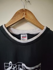 Vintage Anvil Music Note Graphic Lined T-shirt Adult Large Preshrunk