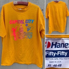 Vintage Capital City Shoot Out T Shirt Basketball Neon Graphics Tee Size XL