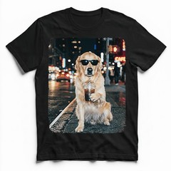 Golden Retriever Shades Cold Brew Neon Street Unisex T-Shirt Funny Dog Lover Tee