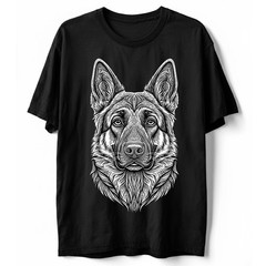 Artistic German Shepherd T-Shirt Line Art Dog Lover GSD Portrait Graphic Tee