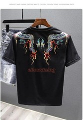 Men’s Dragon Embroidered T-Shirt Casual Short Sleeve Summer Ethnic Style Top