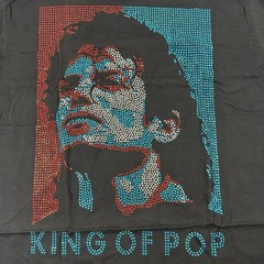 King Of Pop Rhinestone Portrait Graphic T Shirt Mens Black Bling Tee