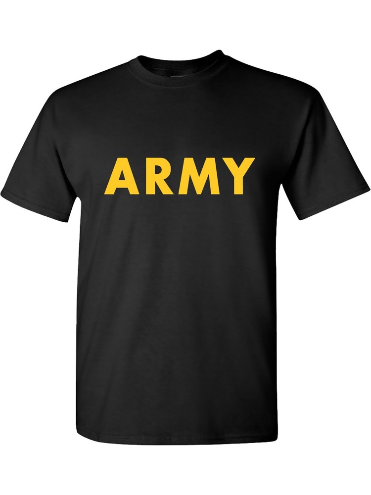 Black ARMY Short Sleeve T-Shirt with gold print – Adult Small to 5X