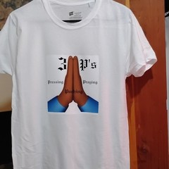 3Ps Praying Hands Tee Hanes ComfortSoft Mens Small White Crew Neck Short Sleeve