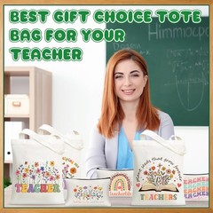 HUFAND Graduation Gifts for Teachers 6 Pack Canvas Tote Bags with Makeup Pou…