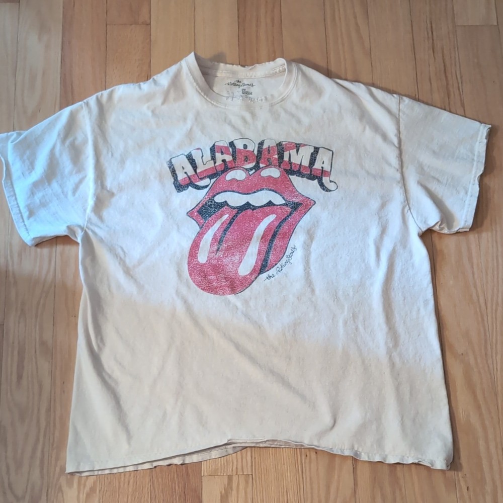 Men’s The Rolling Stones Alabama Tongue Logo Graphic Print T-Shirt White L