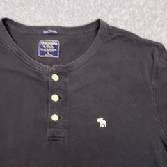 Abercrombie & Fitch T-Shirt Mens XL Black Cotton Henley Neck Short Sleeve