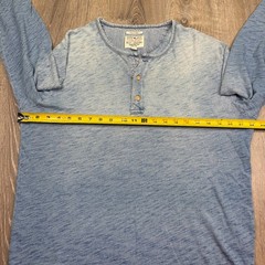 Lucky Brand True Indigo Mens Blue Classic Dip Dye Burnout Henley T-Shirt Size L