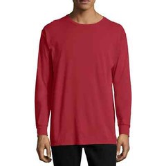 Hanes Mens ComfortWash Cotton Long Sleeve Garment Dyed T Shirt GDH200 Red Large