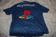Sony PlayStation Kanji Baseball Jersey Official License Navy Pinstripe XL