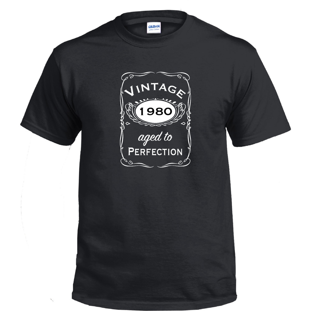 Vintage Aged To Perfection 1980 80s Birthday Gift Whiskey Gift Cotton T-shirt