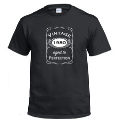 Vintage Aged To Perfection 1980 80s Birthday Gift Whiskey Gift Cotton T-shirt