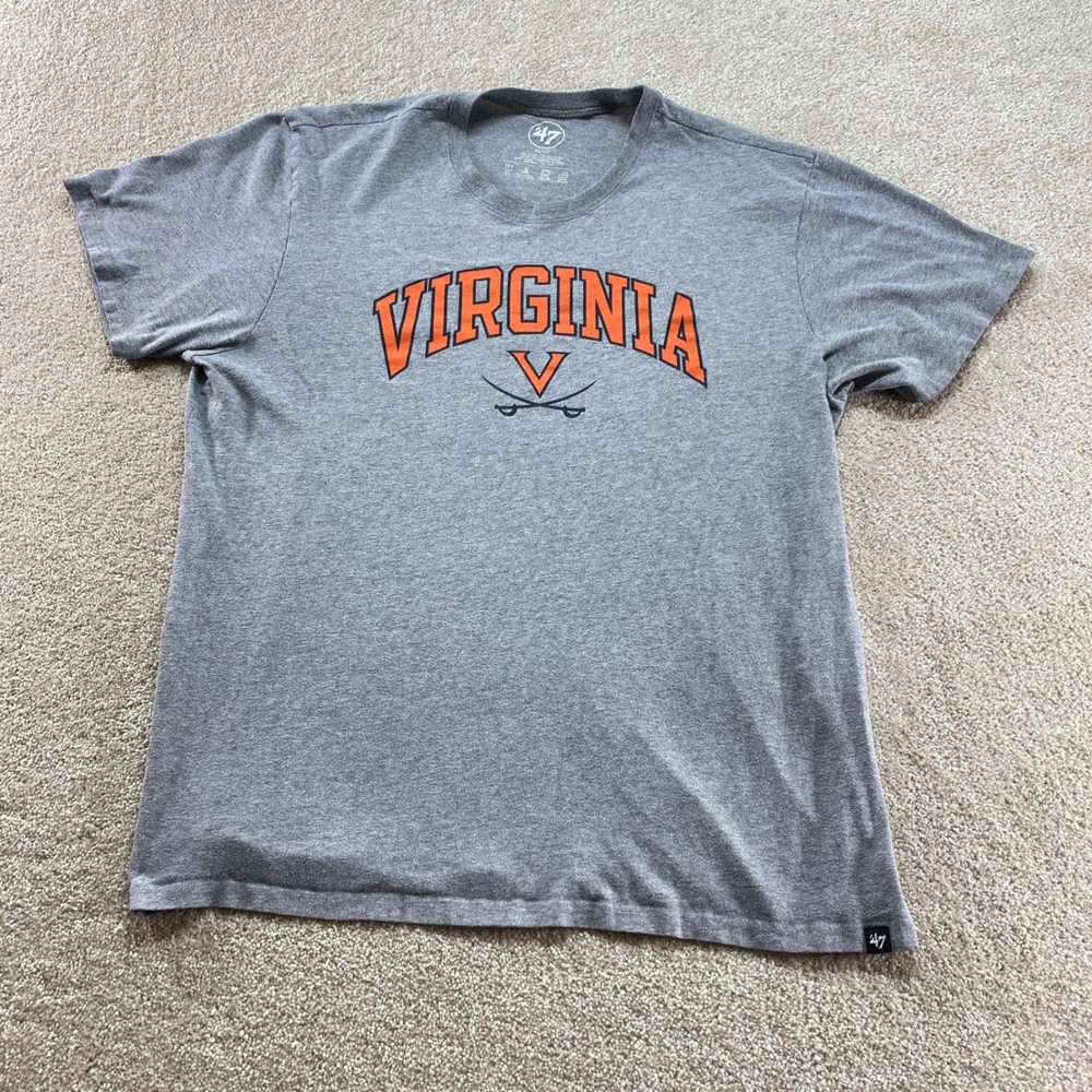 47 Brand Virginia Cavaliers Shirt Mens XL Grey Heather Short Sleeve NCAA Tee