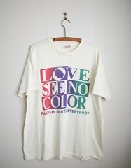 VTG 90’s Love Sees No Color Anti Racism Graphic Single Stitch T-Shirt Men’s XL