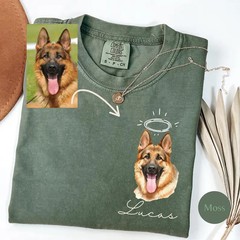 Custom Watercolor Pet Face Comfort Tee Personalized Dog Cat Portrait