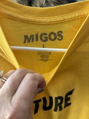 Migos Culture Yellow Short Sleeve Cotton Men’s Shirt Size L