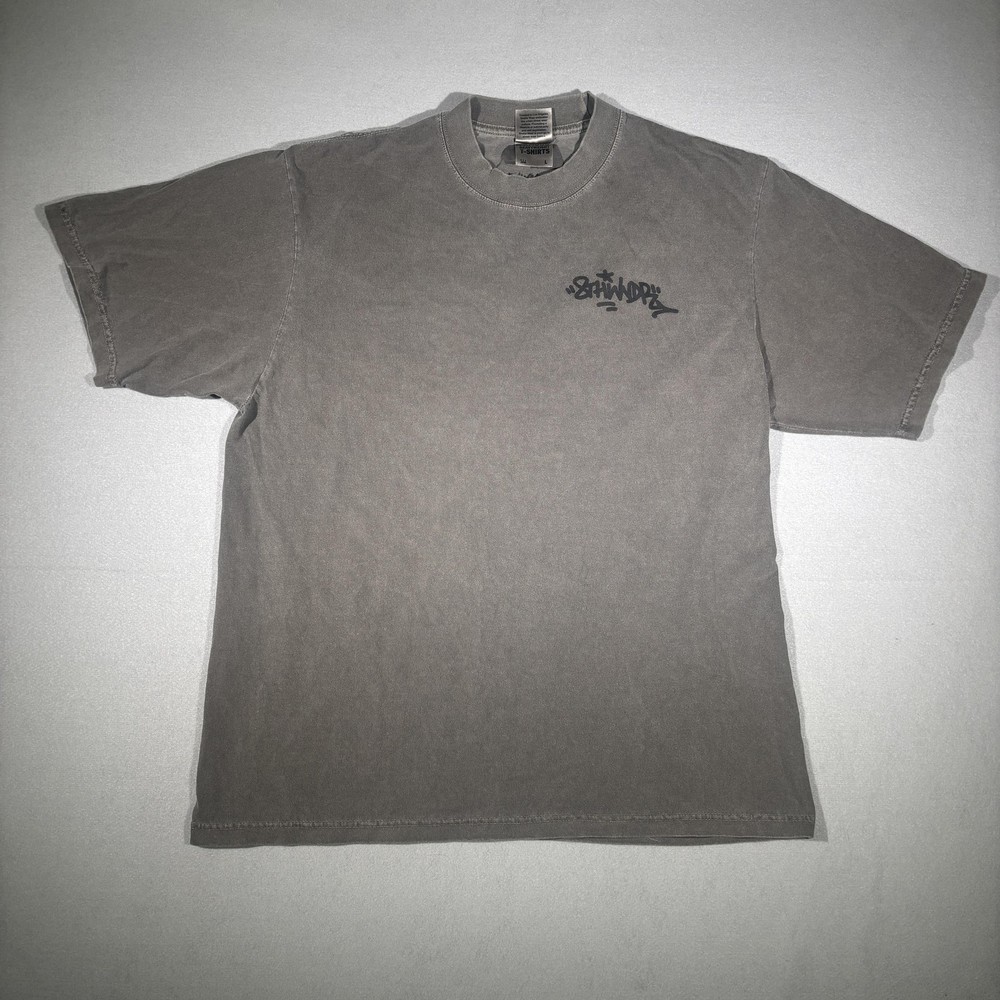 8THWNDR Shirt Mens Large Gray Graffiti Logo Streetwear Heavyweight Shaka Tee
