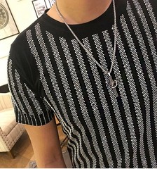 Men Rhinestone T-Shirt Luxury Hot Drill Short Sleeve Cotton Casual Slim Tee Top