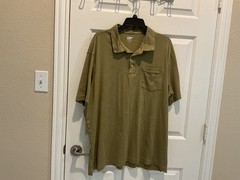 LANDS’ END Men’s Olive Green T Shirt pocket traditional fit 3 buttons XXL NWOT
