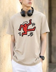 Keith Haring Men’s L Tan Graphic T-Shirt 100% Cotton d1694