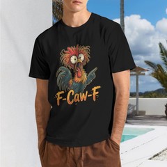 Unisex 100% Cotton T-Shirt Short Sleeve Crew Neck Funny F-Caw-F Chicken FCAWF