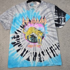 DEF LEPPARD SHIRT Mens LARGE BLUE PINK TIE DYE CONCERT MUSIC ROCK METAL NWT
