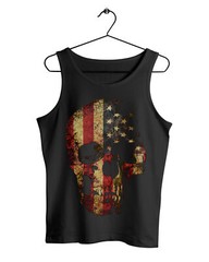 Men’s Tank Top Muscle Shirt USA Skull Rock Grunge Skull Biker Shirt