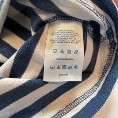 Lands’ End Men’s XL Super-T Navy White Striped Crew Neck Cotton T-Shirt