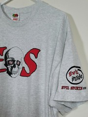 Official Evil Sports T Shirt 2XL Skull with Baseball Eyes Gray